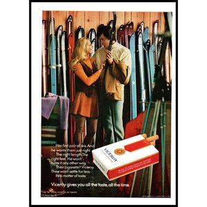 1971 Viceroy Cigarettes Vintage Print Ad Blonde Short Dress Ski Shop Head Photo
